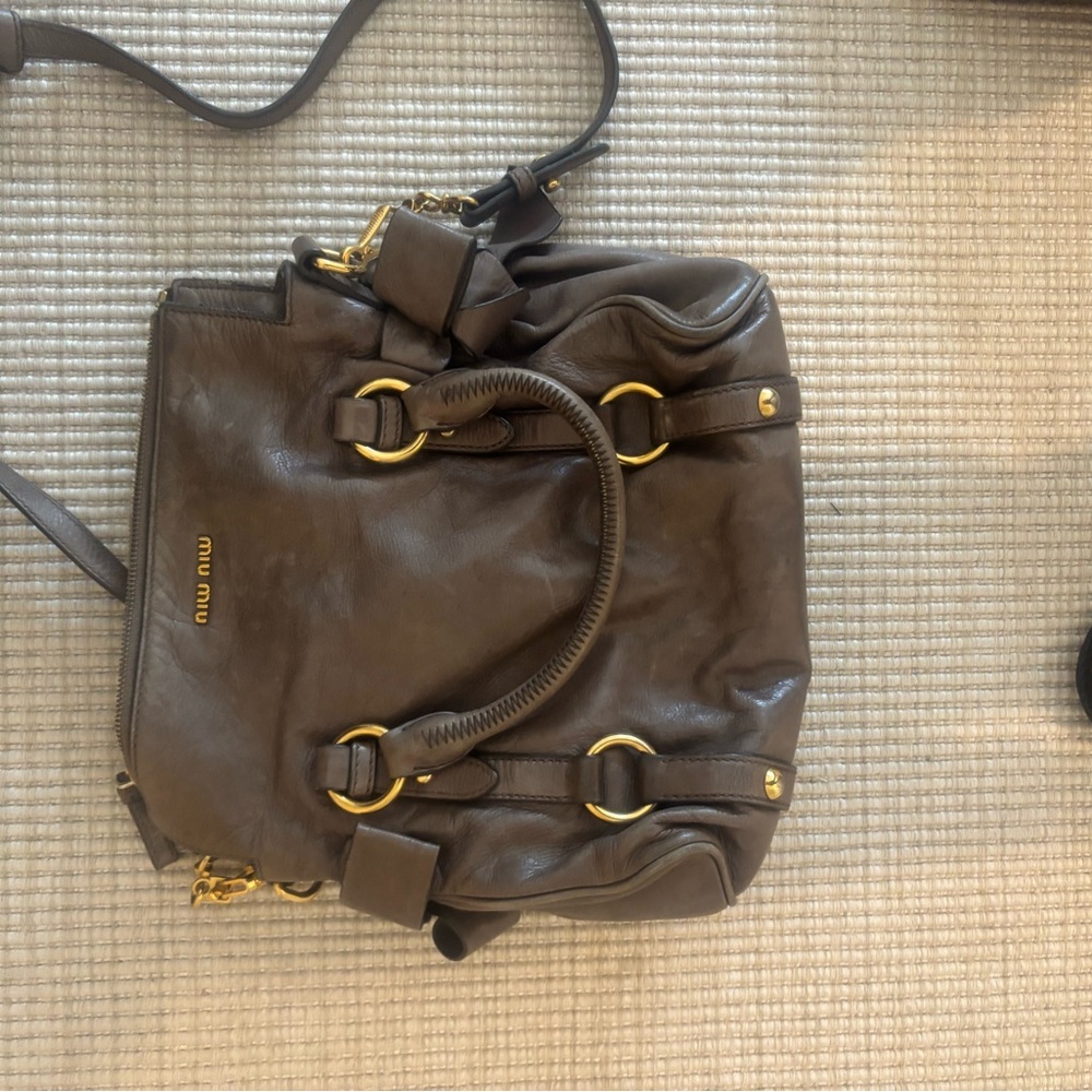 Miu Miu Dark Brown Leather Shoulder Bag